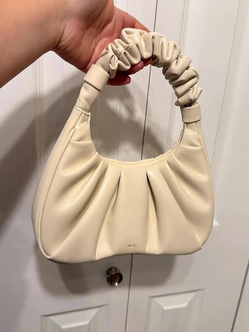 JW PEI Gabbi Ruched Hobo Bag in Ivory